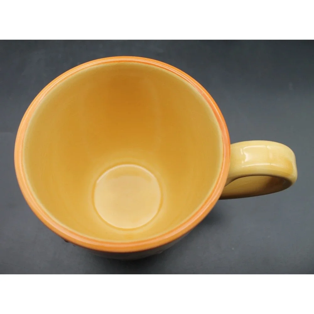 Pier 1 Genoa Coffee Mugs Set of 2 Hand Painted Italian Earthenware Leaves 4